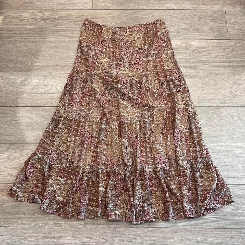 Daniel Laurent Vintage Maxi Lace Tierd Skirt Women L Artsy Fary Whimsygoth Y2K